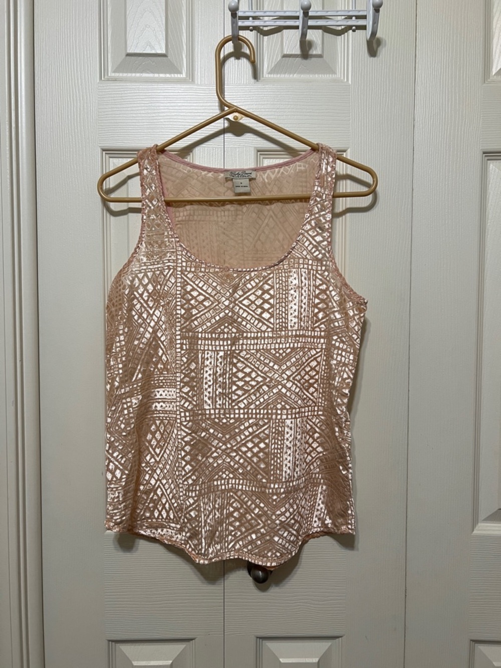 Metallic Pink Geometric Sequin Tank